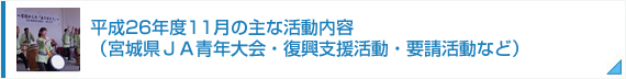 平成26年度11月の主な活動内容（宮城県ＪＡ青年大会・復興支援活動・要請活動など）